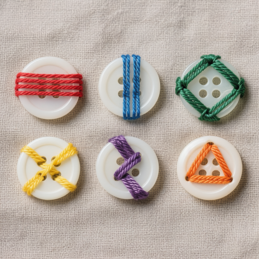 Différents motifs de couture pour boutons à 4 trous